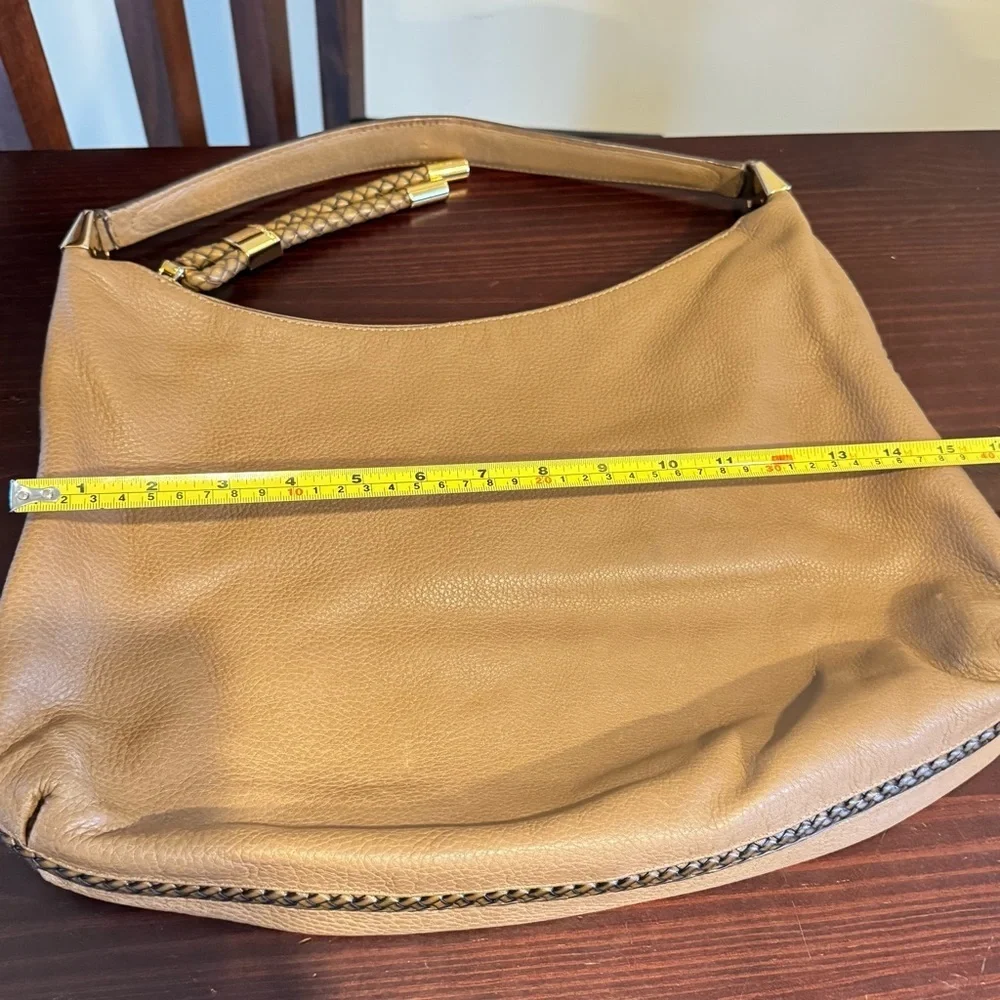 Michael Kors skorpios tan pebbled, leather hobo shoulder bag